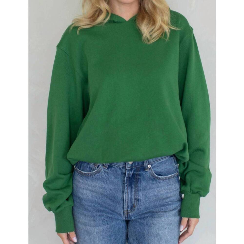 NEW THINGS BETWEEN bubble hem hoodie sweatshirt in green